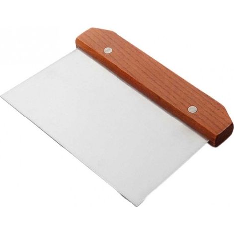 TrAdE Shop Traesio - Tagliapasta Raschietto Spatola Rettangolare In Acciaio Inox Con Manico Legno -