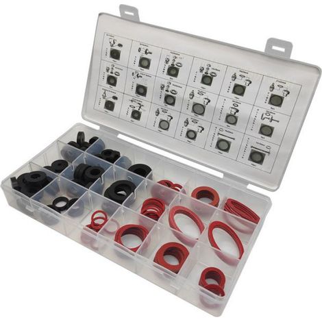 Rondelle Joint Plat - Caoutchouc Nitrile et Fibre - 141 Pièces en 18 Tailles - Pour Robinets Chaudières Pompes Tuyaux - Lot Complet (1/2)