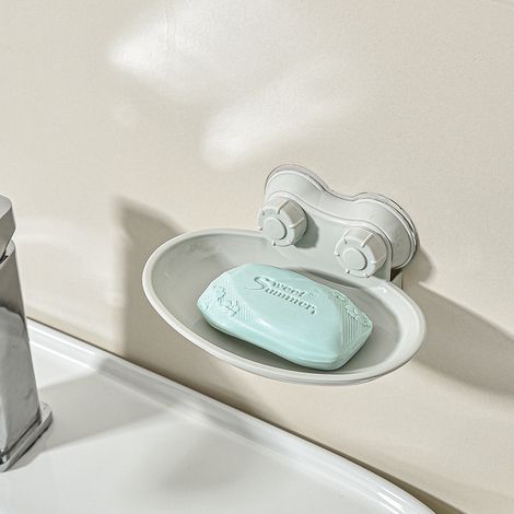 PP soap dish with suction cups - grey - Trendy