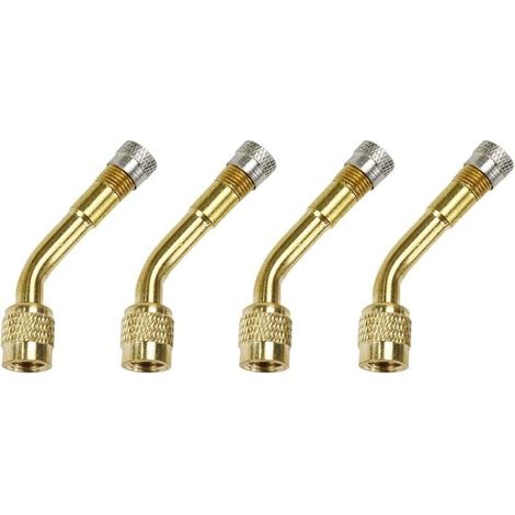 Adaptateur rallonge pour valves automobiles, motocyclettes et vélos, angle 135°, universel – Lot de 4, couleur dorée