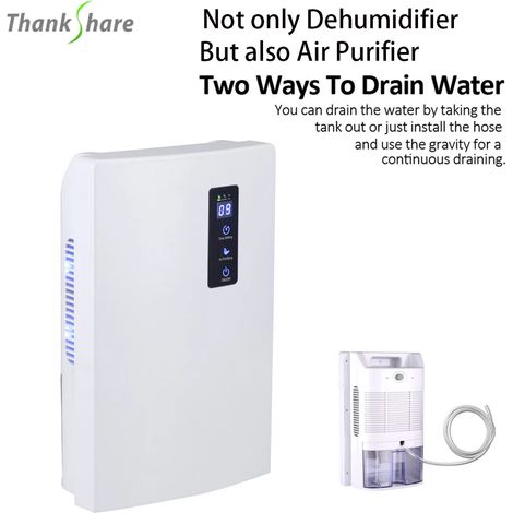 Déshumidificateur électrique de 2 litres, purificateur d'air multifonctionnel, commande tactile intelligente, fonctionnement silencieux, écran LED, minuterie. (1/5)