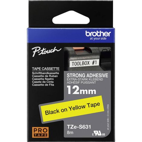 Ruban d'étiquetage à adhérence extra-forte Brother TZe, TZ TZe-S631 Couleur de ruban: jaune Couleur de police:noir 12 m