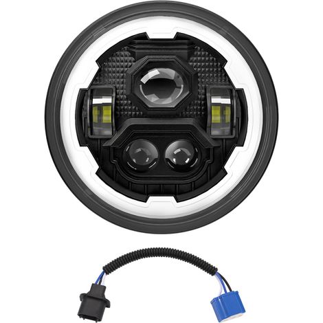 Runder 7-Zoll-LED-Scheinwerfer für Pkw mit weißem Abblend- und Fernlicht, Tagfahrlicht und gelben Blinkern. Kompatibel mit Jeep Wrangler JK, TJ, LJ, Chevy Ford, Mazda Miata, Hummer H1, H2 usw. Wasserd (1/4)