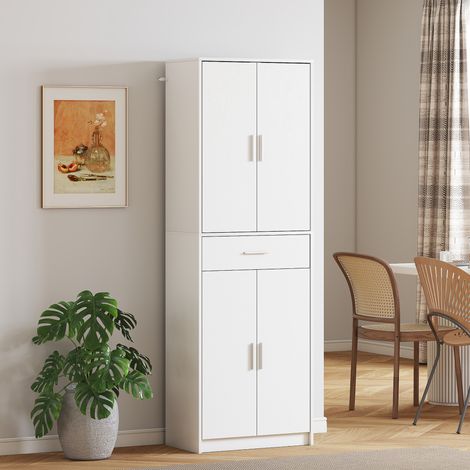 Mueble de cocina, estantes ajustables de 3 niveles, aglomerado, MDF, amplio espacio de almacenamiento, blanco.
