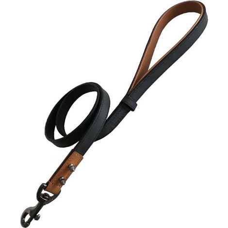 Guinzaglio 105 x 12mm: Guinzaglio in similpelle nero con borchiette metalliche Hercule Bobby per cani