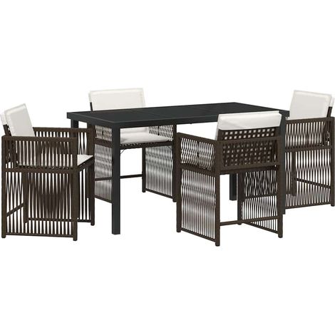 Ensemble de salle à manger pour jardin 5 pcs，Salon de jardin Marron polyrotin CFW34178 (1/5)