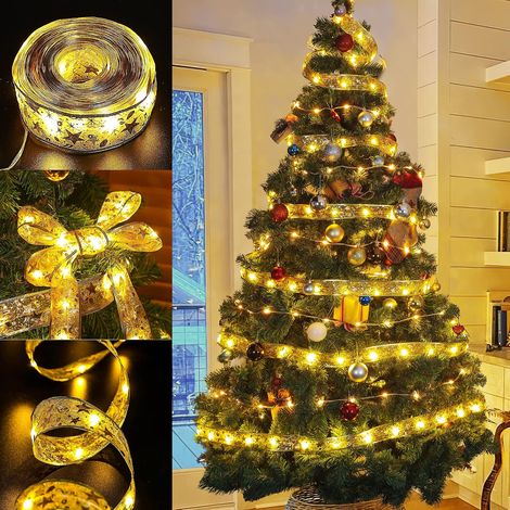 Guirlande ruban cuivre blanc chaud 10,1 m 100 LED, 8 modes, batterie et USB, télécommande, décoration Noël, mariage et jardin (1/5)