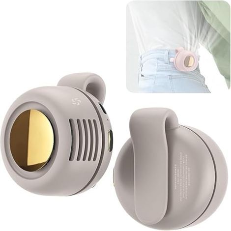 Petit ventilateur portable Cyclone à boucle, mini ventilateur de taille, sans pales, à pince, beige (1/5)