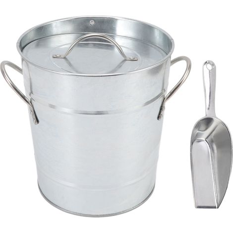 Seau à glace rond avec pelle à glace, en tôle galvanisée, bac à glace pour bière, idéal pour le bar ou la maison, couleur bois.