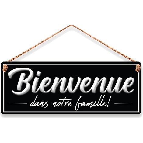 Plaque à suspendre relief bienvenue dans notre famille 40 cm (1/2)