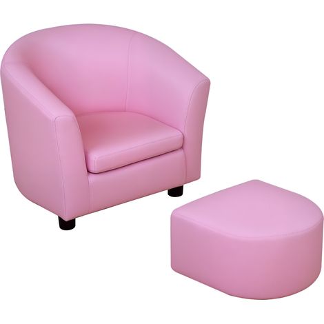 HOMCOM Kids Sofa Set Children Armchair Toddler Chair Padding with Footstool