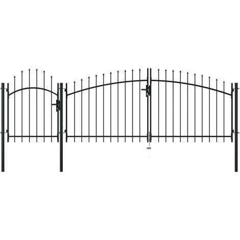 Portail de jardin Acier 1,5 x 4 m Noir (1/5)