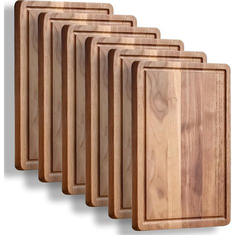 Planche à découper en bois d'acacia de 11,8 pouces, 1,5 cm d'épaisseur, planche à découper en bois réversible pour la cuisine, planche à charcuterie et fromage avec rainure profonde (6) (1/5)