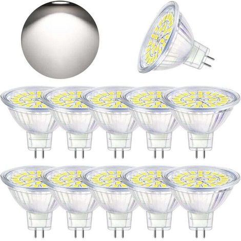 GU5.3 LED-Lampe für Frontscheinwerfer, Kaltweiß 6000K, MR16 LED 12V 5W (entspricht 50W Halogen), nicht dimmbare LED-Spotlampe, 10er-Packung