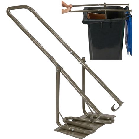 Presse manuelle Relaxdays pour poubelle, plaque métallique, déchets ménagers, plastiques, acier, marron