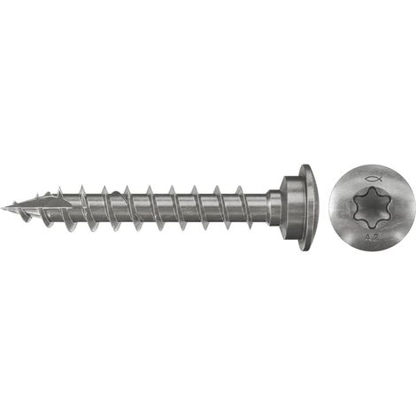 Fischer 50x tornillo para poste 7 x 50 cabeza centradora acero inoxidable A2 rosca completa estrella interior TX - 660704
