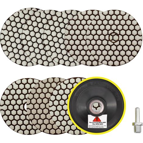 8 Pièces - Disque Diamant - Tampon Polissage - Pour Granit Marbre Pierre - Sec Rapide Durable - Noir Gris - 100x3mm (1/5)