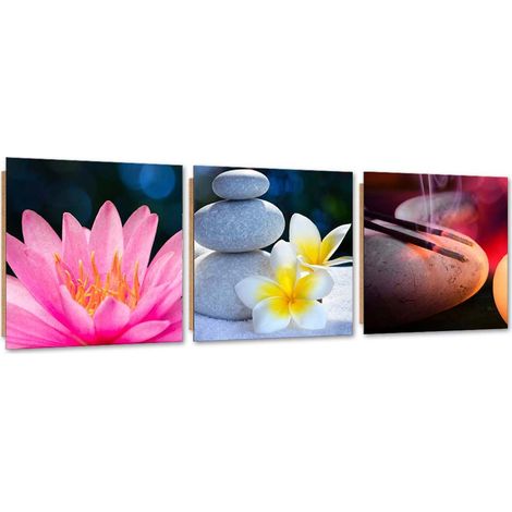 Quadro deco panel 3 parti, Fiori e relax zen - 90x30 (1/5)