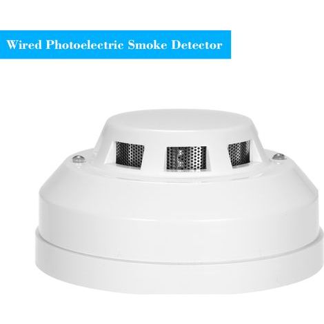 Wired Photoelectric Smoke Detector, High Sensitivity Fire Alarm Sensor - For Zone Connection, Home, Kitchen, Hotel, Factory (1/5)