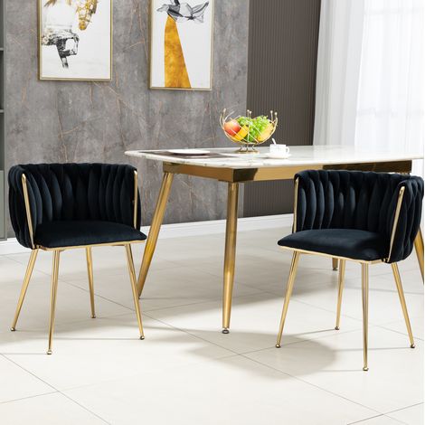 Stuhl Sessel Samt Schwarz mit Goldbeinen OKMYHOME (1/5)