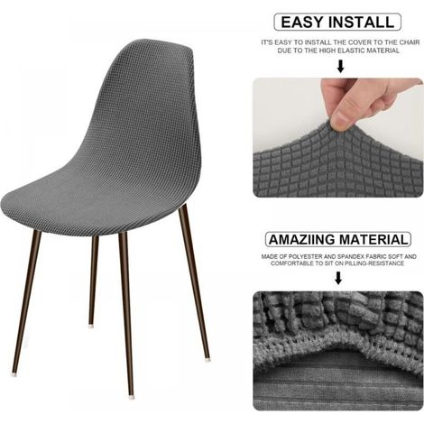Set of 4 Stretch Chair Covers, Scandinavian Style, Modern Grey Jacquard Dining Room Chair Covers for Living Room, Kitchen, Bedroom, Home Decor (1/4)