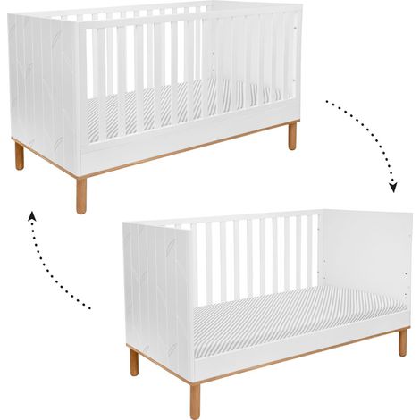 Lit évolutif 70x140 Bellamy Toteme Botanic Blanc et bois