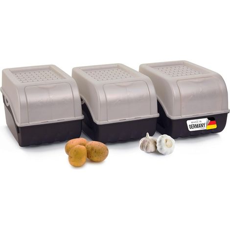 Boîte de rangement pommes de terre 3x5L blanc nacré empilable