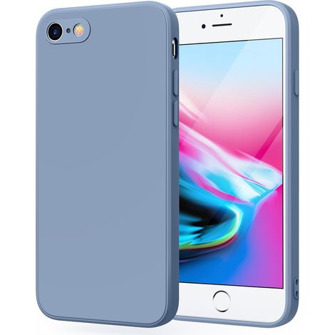 Silicone Coque Compatible pour iPhone SE 2020 / iPhone 8 / iPhone 7 / iPhone SE 2022, Silicone Coque avec Doublure en Microfibre Douce Protection Complète 4,7" (Bleu Gris) (1/4)