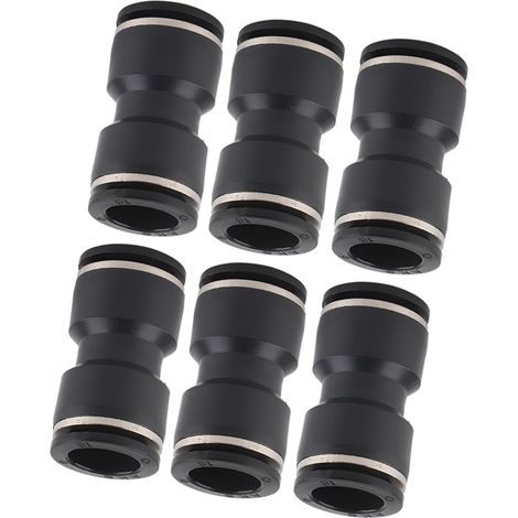 Raccord réducteur pneumatique 10 pièces, inox résine noir, union droite tube 16-16, raccord flexible PU16-16. (1/5)
