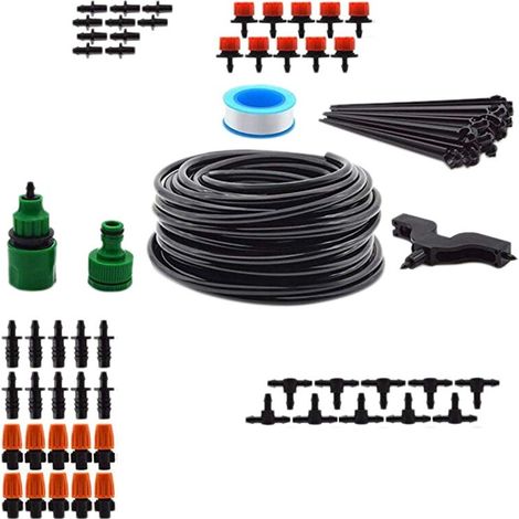 Système d'irrigation de jardin DIY de 10 m, kit de tuyau de distribution d'eau vide de 6,35 mm (1/4 pouce), ensemble d'équipement d'irrigation goutte à goutte automatique pour jardin et pelouse (1/5)