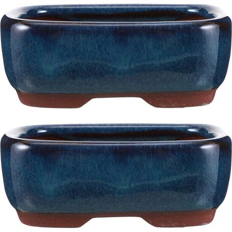 2pcs Ceramic Flower Pots Bonsai Pots Ceramic Flower Containers Home Supplies