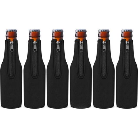 Flaschenkühler 6 teilig Für Bier und andere Kaltgetränke Universalgröße Flaschenhülle in Schwarz (1/5)