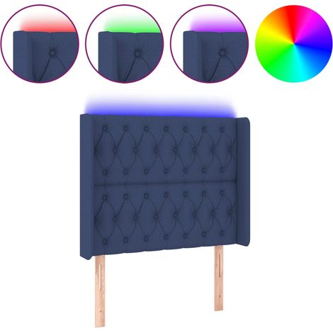 Testiera  Testata del letto a LED Blu 93x16x118/128 cm in Tessuto (1/5)