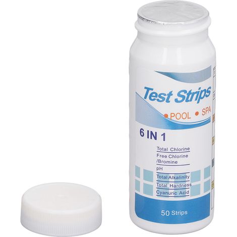 100 Stück pH-Teststreifen 6 in 1 pH-Wert, Chlor, Härte, Alkalität, Cyanursäure-Testpapier für Pool und Spa (1/5)
