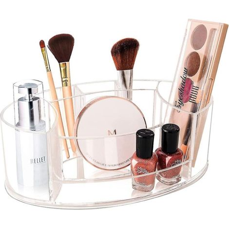 Organisateur de maquillage transparent, petit organisateur de maquillage en acrylique pour meuble-lavabo de salle de bain, plateau de rangement de maquillage de comptoir durable