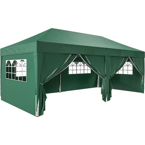 Pavillon 6x3 m robuste pliable hiver UV fenêtres porte zippée panneaux latéraux extérieur