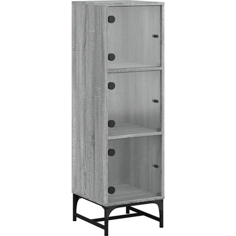 Credenza cassettiera cassettiera mobile contenitore organizer cucina soggiorno soggiorno con ante in vetro Sonoma 35 x 37 x 120 cm grigio 020030125