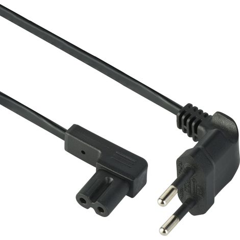 Câble d'alimentation Audio, vidéo, Radio, Sonos Play coudé Fiche Euro vers Prise Double Femelle Type C7, 1M Noir (1/2)