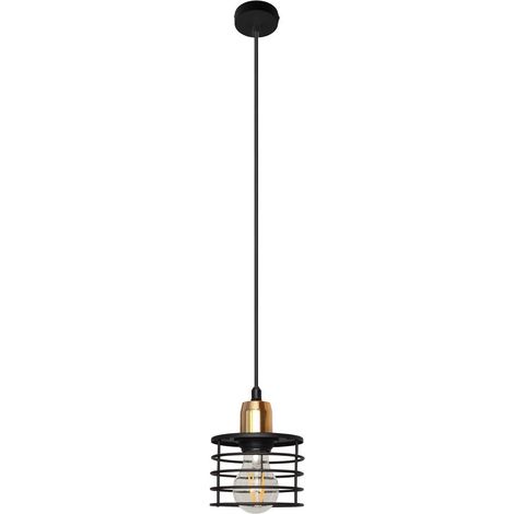 Helam EDISON Slim Suspension Plafonnier Noir, Cuivre 12cm