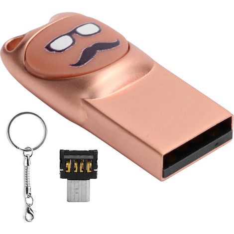Clé USB 64GB Rose Gold Design Moustache Cartoon pour Stockage de Données Ordinateur (1/5)