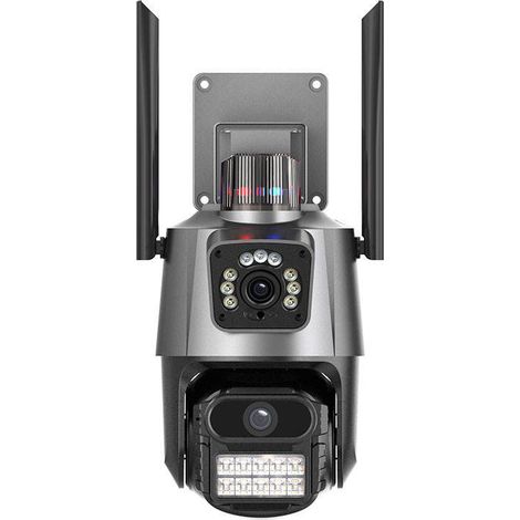 Caméra de surveillance extérieure WiFi sans fil 4K 8MP vision nocturne étanchéité IP66 zoom×10 détection humaine audio bidirectionnel suivi des mouvements carte SD