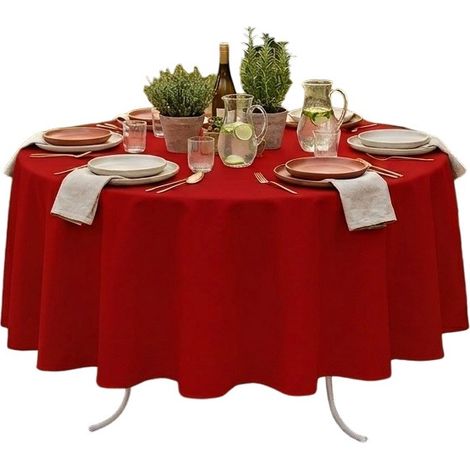 Nappe ronde 180 cm Nelsonn rouge