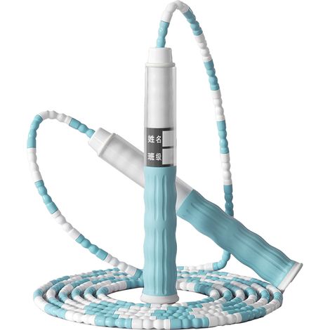 Corde à sauter en bambou réglable avec perles, poignée en silicone pour enfants et étudiants. (1/5)