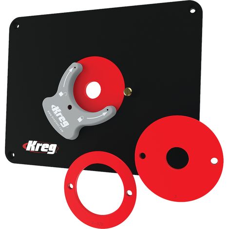 Kreg – Plaque d'insertion pour table de toupie pré-percée 298 x 235 x 9 mm – 3 anneaux de réduction 25 mm / 30 mm / 67 mm – Plastique thermodurcissable résistant (1/3)