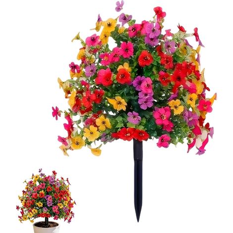 Fausses Fleurs d'Extérieur Décor Printemps Été avec Piquets de Sol Fleurs Artificielles Réalistes Fausses pour Maison Jardin Cour Patio Porche Paysage Pelouse (1/5)