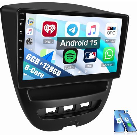 8 cœurs 4G LTE pour Toyota Aygo Citroen C1 Peugeot 107 GPS Android 15 Autoradio 6+128G (1/5)
