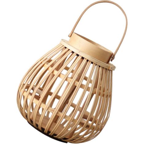 Kerzenleuchter aus Bambus, gewebt, für den Innenbereich, romantische Tischdekoration für Wohnzimmer, 20 cm (8 Zoll), Naturbambus