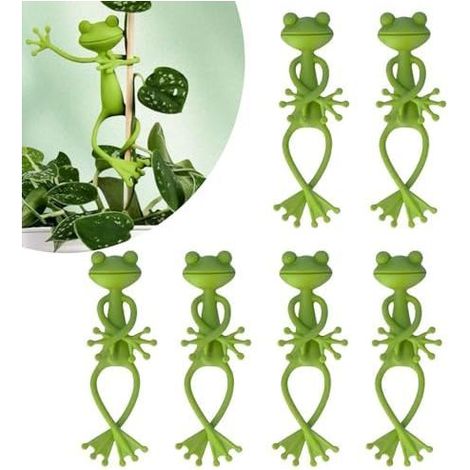 6 Stück froschförmige Pflanzenbinder, flexibles, biegsames Kabel, verstellbar, wiederverwendbar, dekorative Stützen für die Gartendekoration - (1/5)