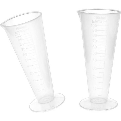 Cylindre doseur - gobelet doseur - lot de 2 - 100 ml - récipient de mesure - transparent avec graduations claires - mesure de liquides - plastique (1/5)