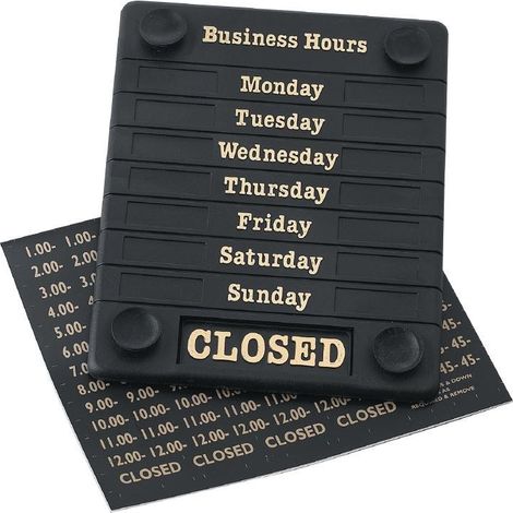 Panneau horaires d'ouverture - 207 x 162 x 7 mm